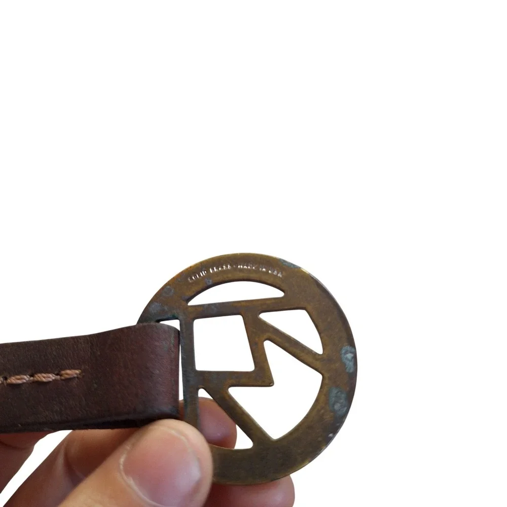 Marlboro Brand Vintage Brass‎ Leather Key Rings Keychains Lot of 2 Circle Logo